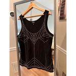 Nicole by‎ Nicole Miller Beaded Top Size XL Black/Gold Black Photo 2