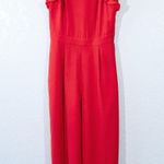 J.Crew New Bright Cerise Red Ruffle Crape Jumpsuit Size 0 Photo 1
