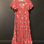 AUGUSTE Valentina Fiesta Day Dress Off Red Metallic Cranes short sleeve midi 2 Photo 0