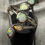 Sterling Silver Lab Opal Ring Size 8 Silver Photo 0