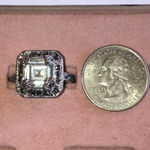 Size 7 Vintage Silver Tone Dark Gray CZ Princess Cut CZ Ring Photo 6