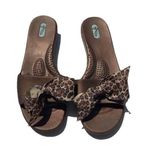 OKABEE FLIP FLOPS COPPER WITH Leopard print Tie SIZE ML 8/9 RARE USA Made Brown Photo 0