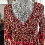 Melissa Paige Boho Peasant Tunic Top Red Paisley Print Long Sleeve Size M Photo 2