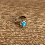 Vintage Faux Turquoise Silver Tone Ring Boho Southwest Pinky Size Small Blue Photo 0