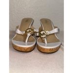 Michael Kors Beige Leather Platform Wedge Thong Sandal Size 9.5 M Photo 5