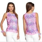Lilly Pulitzer Behind the Gates Iona Silk Top BACK BUTTON Size XS Pink Photo 1