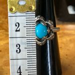 Sleeping Beauty Turquoise Sterling Silver Lotus Ring Photo 5