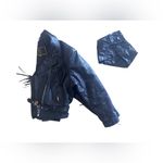 Vintage SHAF Black Leather Biker Jacket Fringe Motor Harley Davidson XL Motorcy Photo 1