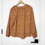 J. Crew Drapey Ruffleneck Top in Brushstroke Printed 365 Crepe XS Orange Photo 6