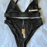 SKIMS  Swim Bikini Set plunge bikini‎ top and mid WAIS bottom, color onyx size XL Photo 0