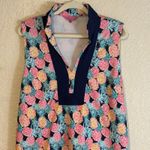 Simply Southern  Pineapple Print Tunic Dress  XL Sleeveless Collared Navy Trim Photo 6