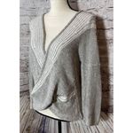 Soft Surroundings  Cross Front Wrap Grey‎ Women’s Sweater Linen Blend Size M Photo 1