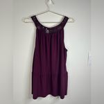 Sweet Rain 2XL Sleeveless Burgundy Tunic Top with Lace Yoke Flowy Elegant Photo 4