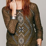 Free People  Changing Directions Aztec Shirt Small Photo 0