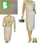 VINTAGE 1960'S CREAM SILK COCKTAIL DRESS WITH SEQUINS (APPX S/M) Size M Photo 1