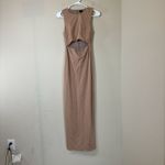 NBD Women's Small Long Dress Beige Nude Cutout Slit Stretch Photo 1