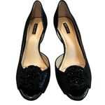 Alex Marie Black Leather D'Orsay Pumps Beaded Flower Rosette, Sz 8 Photo 2