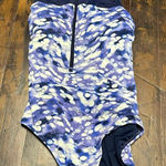 Lands' End  modest zip front high neck S floral swimsuit Photo 0