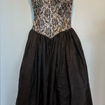 Gunne Sax  Jessica McLintock Black Lace and Taffeta strapless dress Vintage Size9 Photo 0