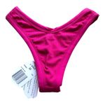 l*space L Anna Bitsy Cut Bougainvillea Pink Ribbed Bikini Bottom Women's XS NWT Photo 4