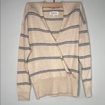 Heartloom Striped V-Neck Wrap Sweater - Cream with blue stripes Photo 2