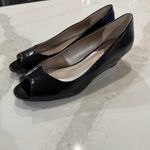 Alfani Step n Flex Peep Toe Patent Wedge Pump Heels Women's 11M Black/Gold Trim Photo 1