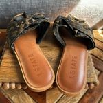 1. State  Neutral Brown Leopard Print Leather Slip On Slide Sandals Size 8 Photo 1