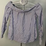 Bardot  pinstriped off shoulder button down long‎ sleeve top/shirt/blouse sz 4 XS Photo 4