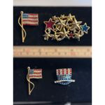 4 piece Patriotic Brooch Pin Set Collection With Stars & Stripes Design Red/Blue Red Photo 3