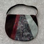 90s Vintage Oversized Hobo Shoulder Pag Purse Patchwork Boho Silk Velvet Large Brown Photo 3