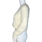 Kendall & Kylie Sweater Womens Small Cream Fuzzy Knit Cropped Soft Cozy Neutral Photo 2