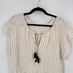 Joie ‎ Striped Top Gauzy Fringe Tie Peasant Boho SS Shirt Small White Black Photo 8