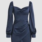 Cider Satin U-neckline Ruched Mini Dress Photo 0