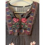 Zahra Printed Floral Dress Tassel Tunic Dress Black Size M Photo 2