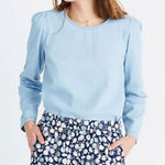 Madewell ‎ Denim Puff-Sleeve Swing Womens Shirt Tie Back Size Medium Blue Photo 0
