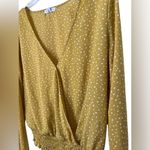 Socialite  Mustard Yellow Polka Dot Wrap Women's Top Photo 2