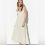 ZARA Bloggers Fav Ecru Linen Blend Bohemian Open Back Cut Out Midi Dress Sz L Photo 3