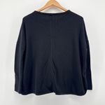Anthropologie Black Oversized Waffle Knit Crew Neck Long Sleeve Top Size XS Photo 3