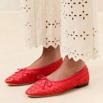Loeffler Randall  Landry Woven Ballet Flat Red Leather Photo 0