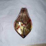 Vintage‎ Art Glass Hand Painted Pendant Gold Photo 0