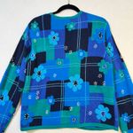 Robert Scott VTG Floral Patchwork Knitted Cotton Linen Cardigan Sweater Medium Blue Photo 3