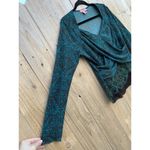 Bandolino  Shirt Womens Large Blue Brown Fairy Light Grunge  Mesh Long Sleeve‎ Photo 2