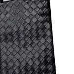 Black Faux Leather Woven Gold Tone Exposed Zipper Wristlet Photo 3