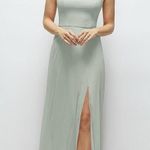 Thread Square Neck Chiffon Maxi Dress With Circle Skirt Size 8 Green Photo 0