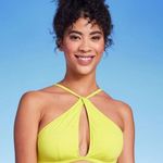 Shade & Shore Women's Longline Keyhole Halter Bikini Top -  Lime Green Photo 0
