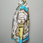 Ny&co NY& Turquoise Baroque ¾ Sleeve Button Down Size Small Photo 2