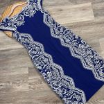 Tadashi Shoji  blue and white lace sheath dress‎ women’s size S Photo 1