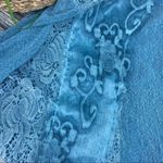 Aria  A Steel Blue Lace Sheer Loose Duster Open Sweater M Photo 4