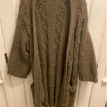 POL  Oversized Long Cardigan Sweater Duster Green Size Medium Lagenlook Boho Chic Photo 0