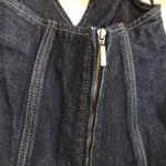 ZARA Women’s Dark Wash Blue Denim Jean Boning Split Neck Zipper Back Bustier Top Photo 4